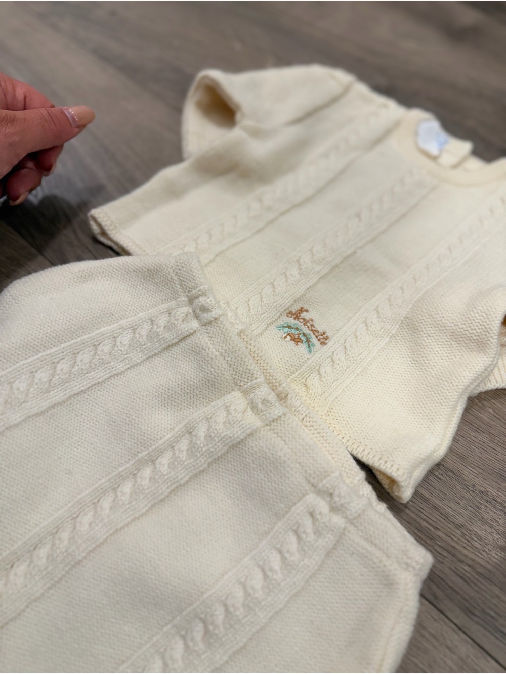 Jacadi moisette Cream baby cable knit set vintage 3 months